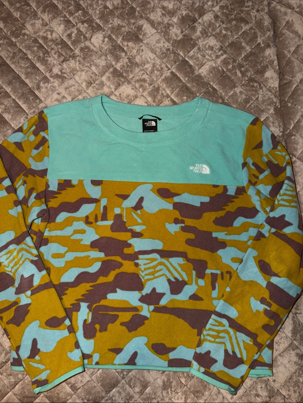 The North Face Aqua & Mustard Camouflage Fleece Pullover